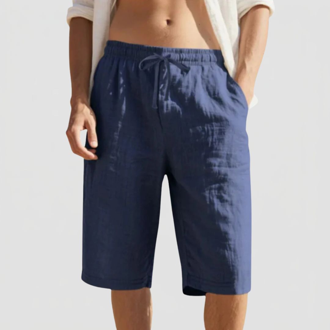 Men's Linen Summer Shorts with Elasticated Waist and Drawstring