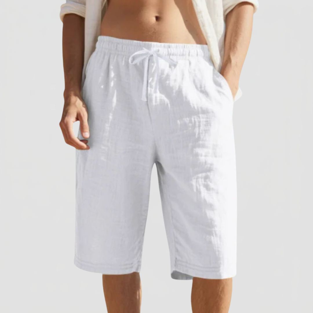 Men's Linen Summer Shorts with Elasticated Waist and Drawstring