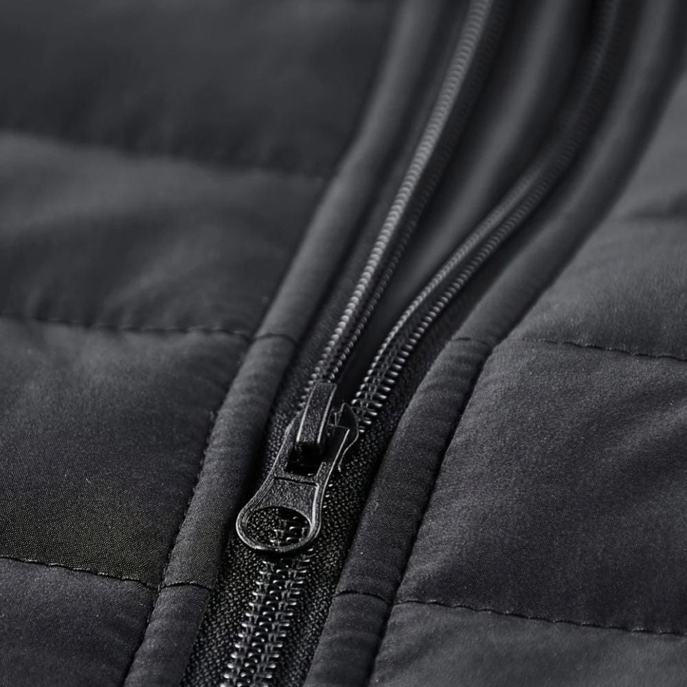 Men's Padded Winter Jacket with Stand Collar and Zip Closure