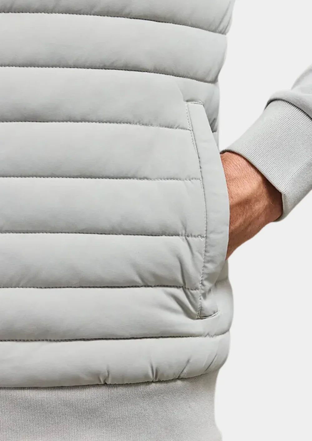 Men's Quilted Jacket with Stand Collar and Zip Closure