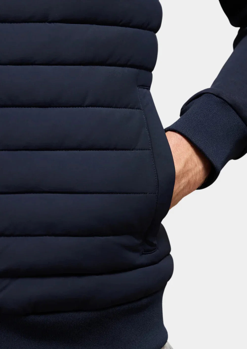 Men's Quilted Jacket with Stand Collar and Zip Closure