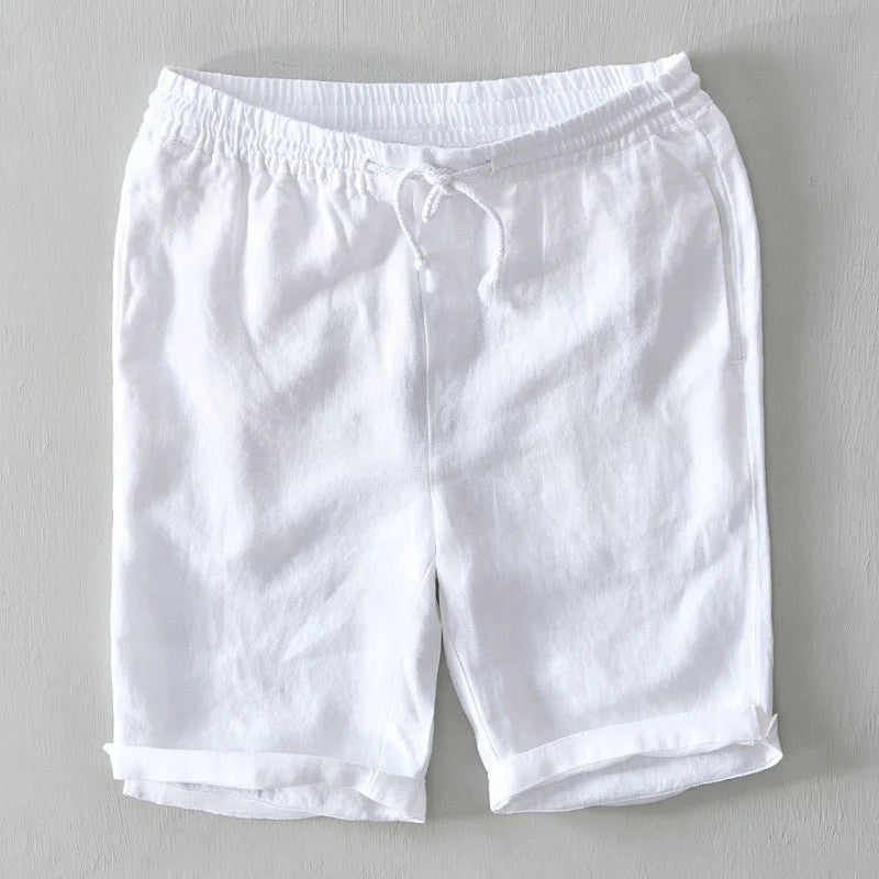 Men's Relaxed Fit Linen Shorts with Drawstring Waist and Multiple Pockets