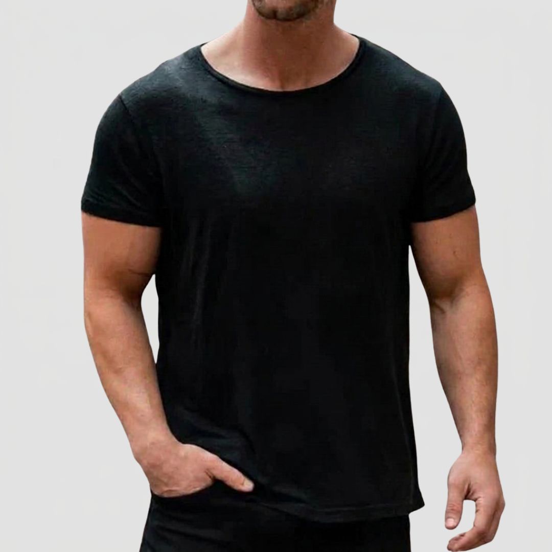 Men's Round Neck T-Shirt with Short Sleeves and Relaxed Fit