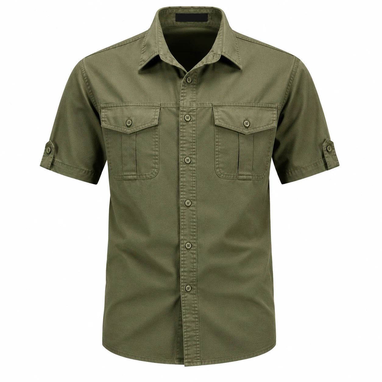 Men's Short Sleeve Cargo Shirt with Button Closure and Chest Pockets