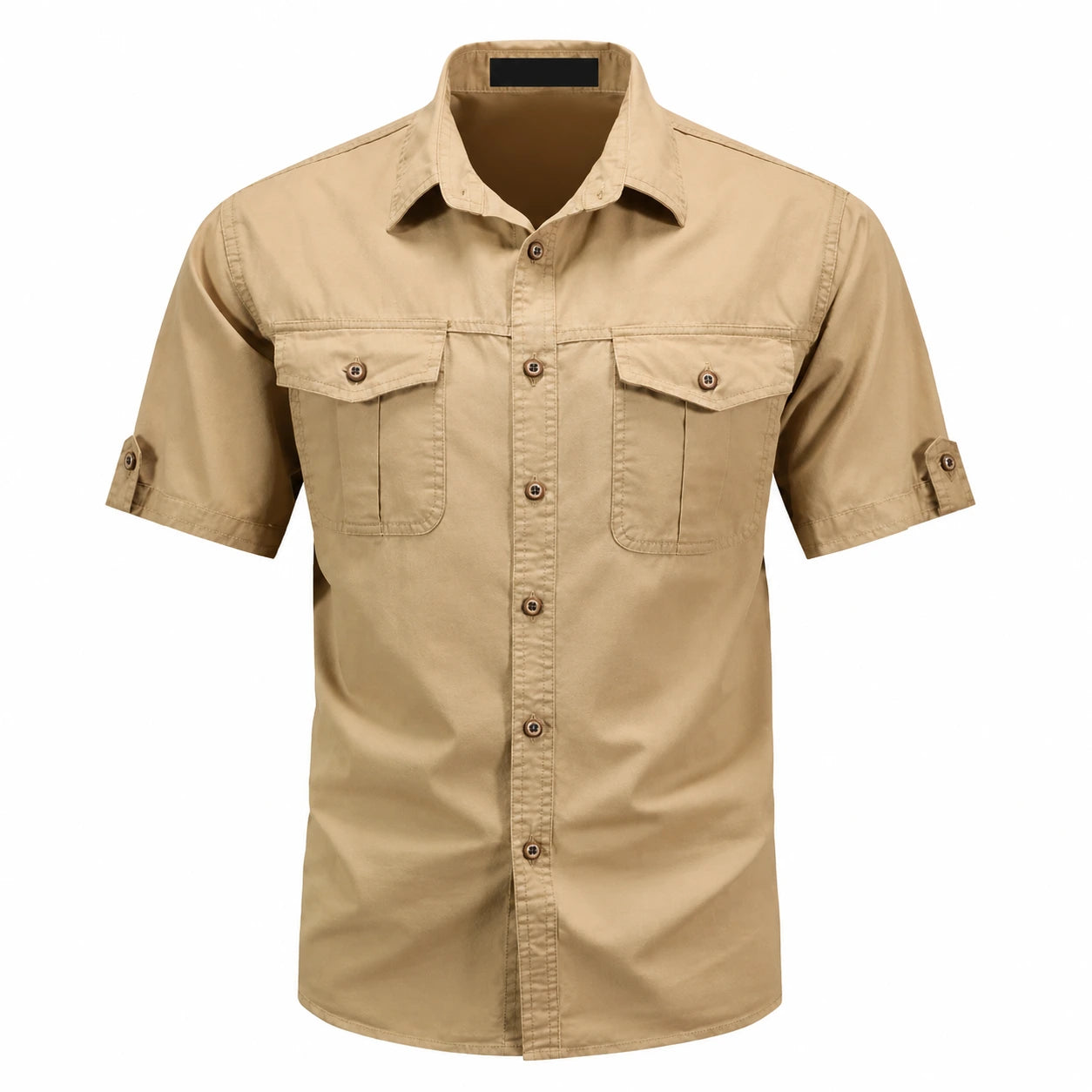 Men's Short Sleeve Cargo Shirt with Button Closure and Chest Pockets