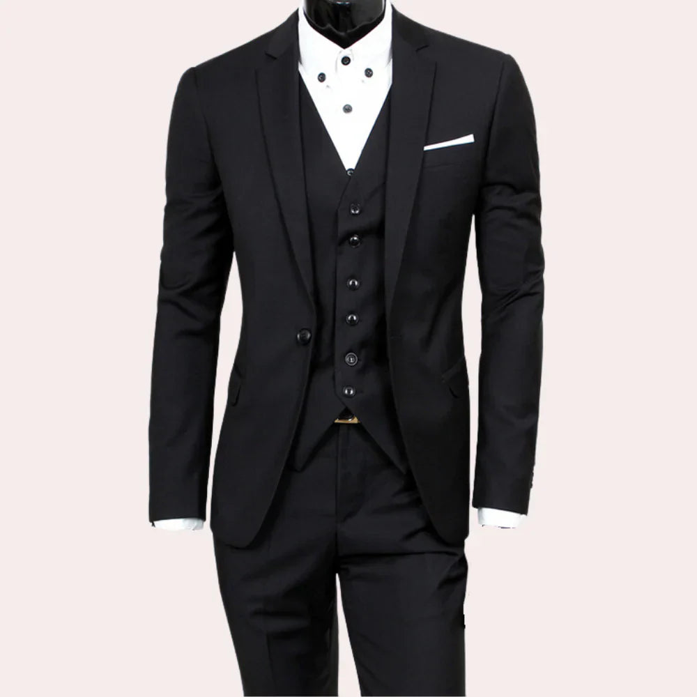 Men's Slim Fit 3-Piece Suit with Blazer, Waistcoat and Trousers