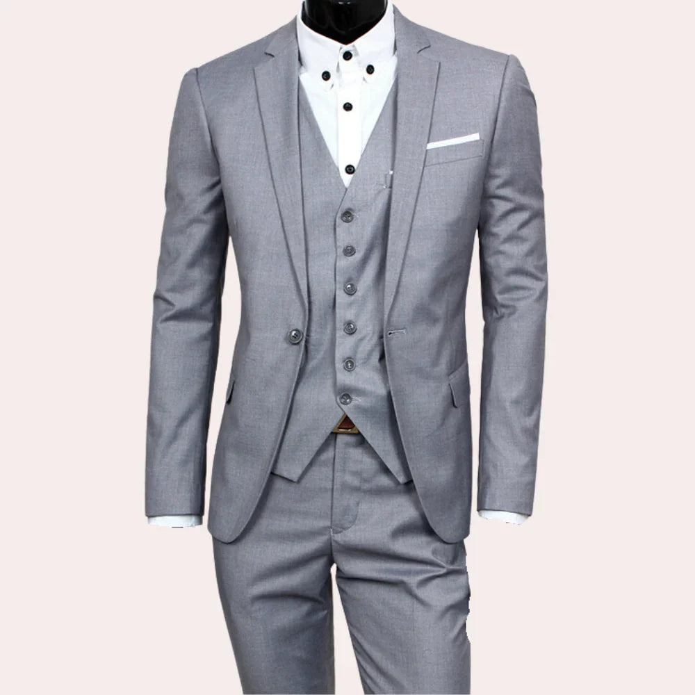 Men's Slim Fit 3-Piece Suit with Blazer, Waistcoat and Trousers