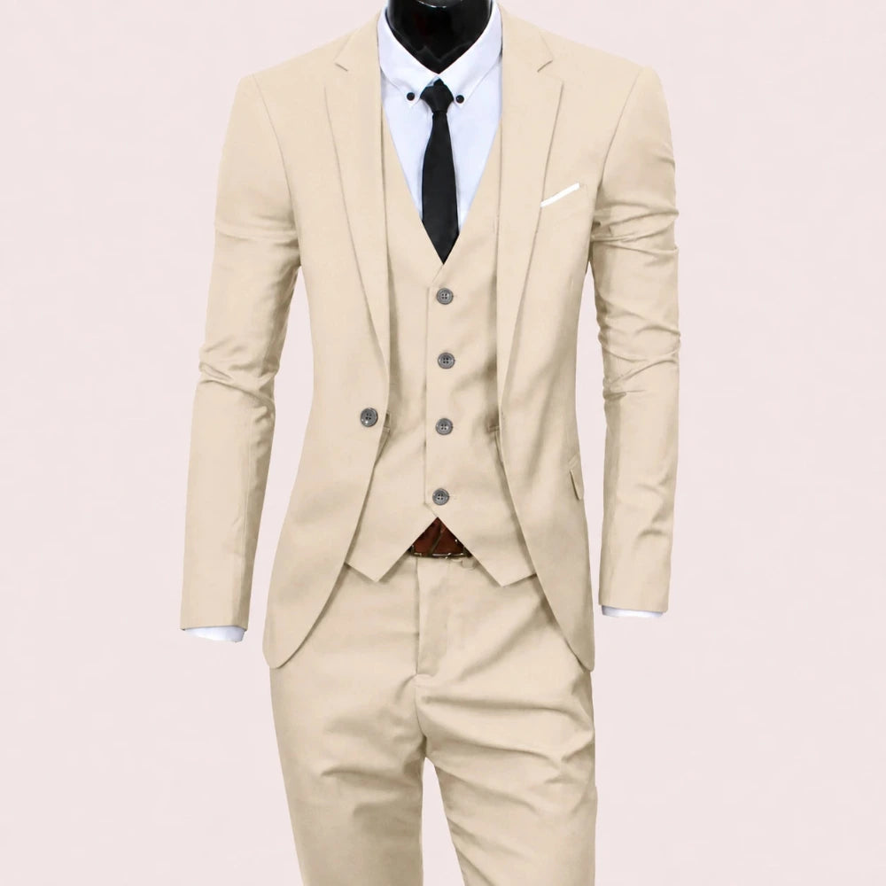 Men's Slim Fit 3-Piece Suit with Blazer, Waistcoat and Trousers