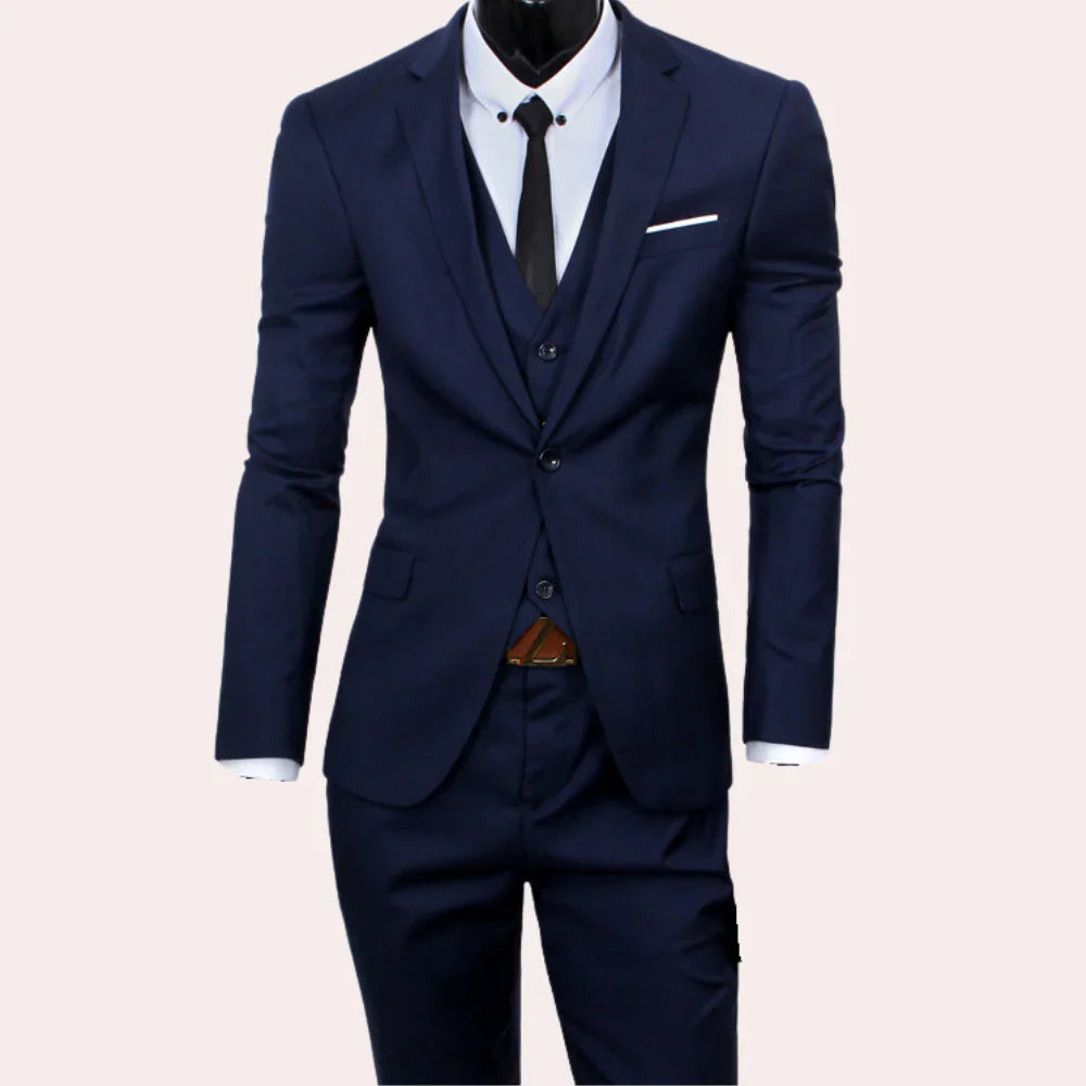 Men's Slim Fit 3-Piece Suit with Blazer, Waistcoat and Trousers