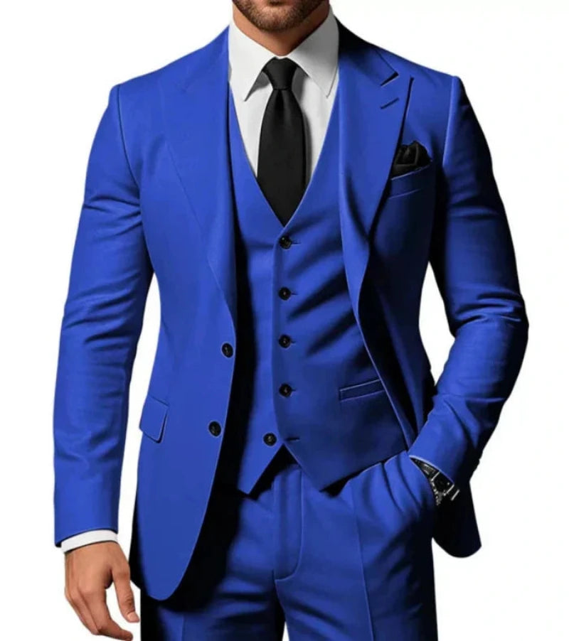 Men's Slim Fit 3-Piece Suit with Notch Lapel Blazer, Waistcoat and Trousers