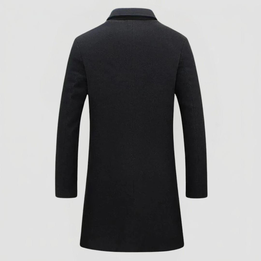 Men's Slim Fit Long Coat with Notch Lapel