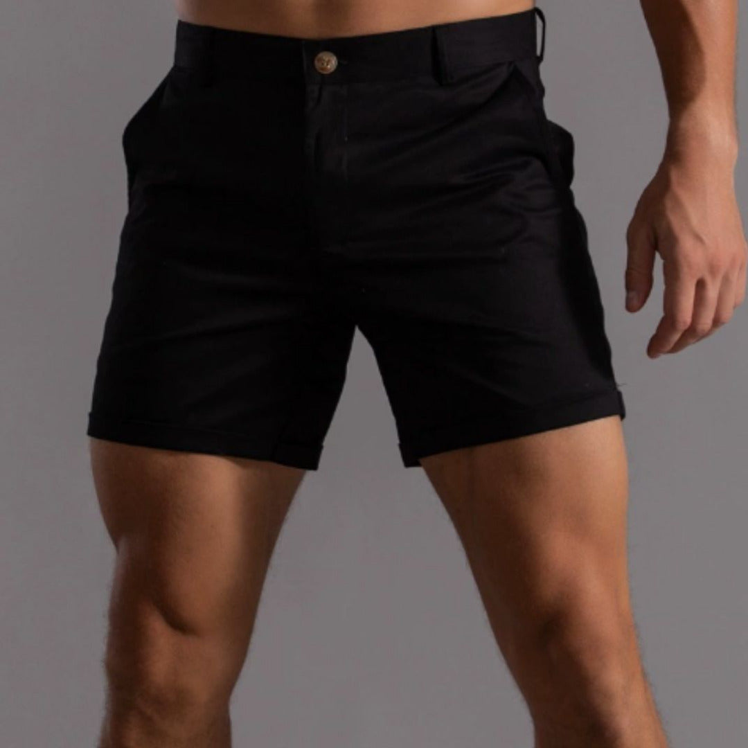 Men's Slim Fit Shorts with Button Closure