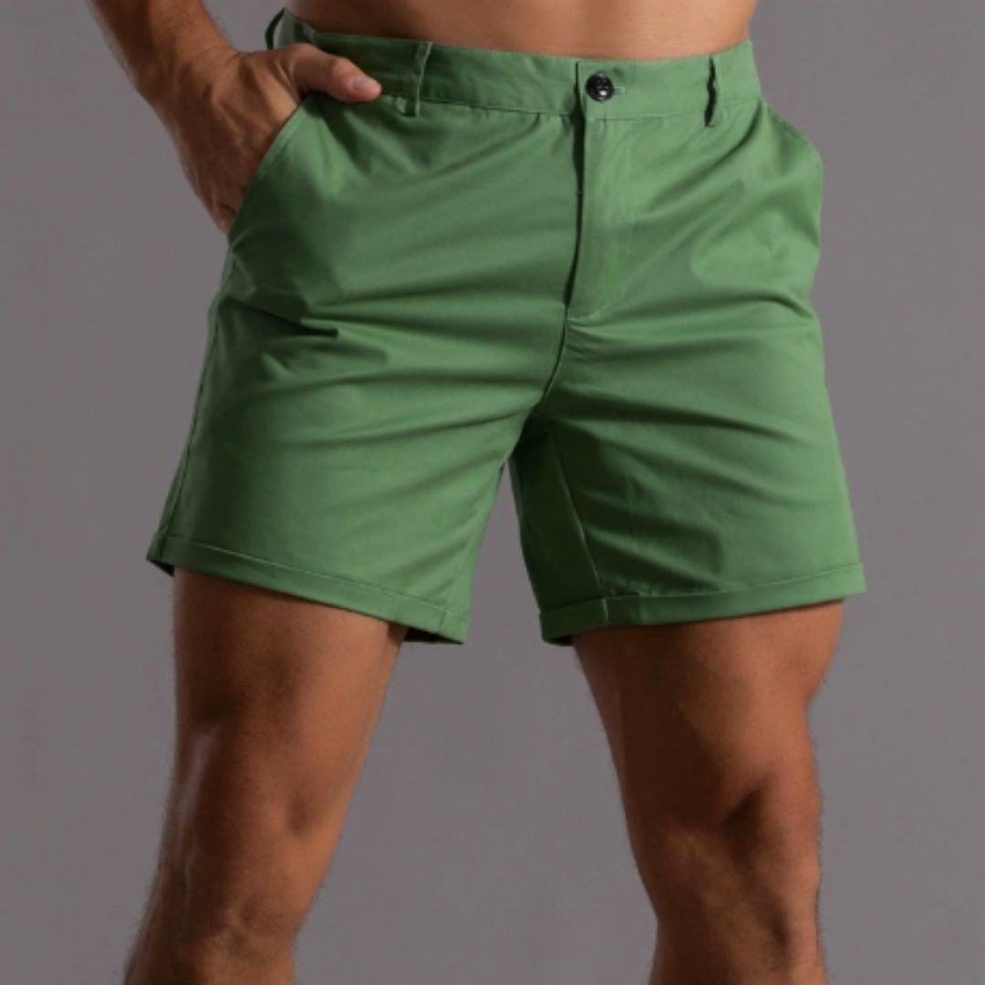 Men's Slim Fit Shorts with Button Closure