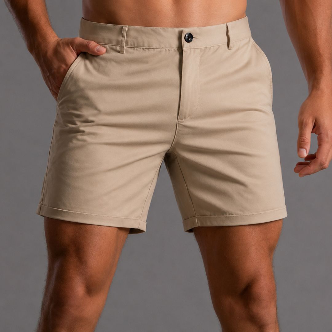 Men's Slim Fit Shorts with Button Closure