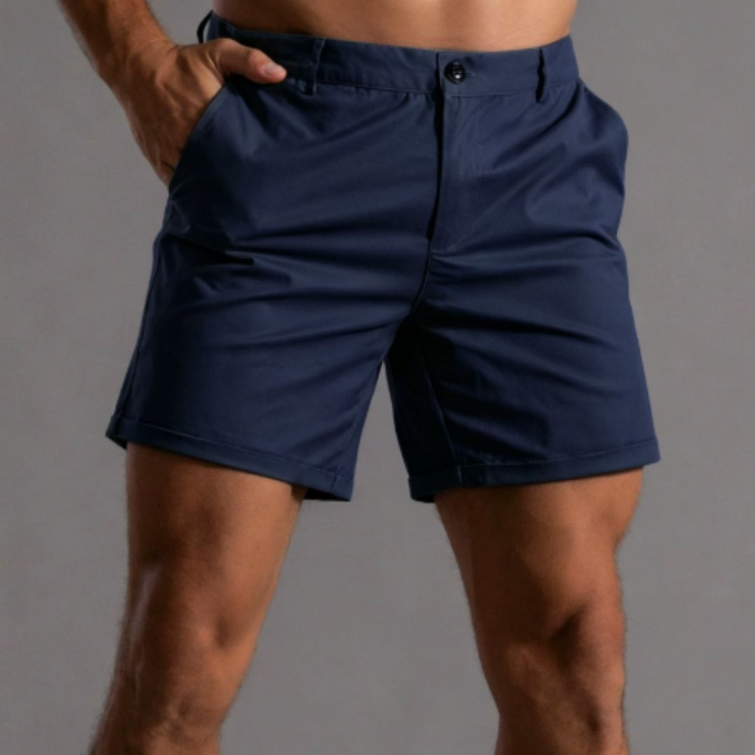 Men's Slim Fit Shorts with Button Closure