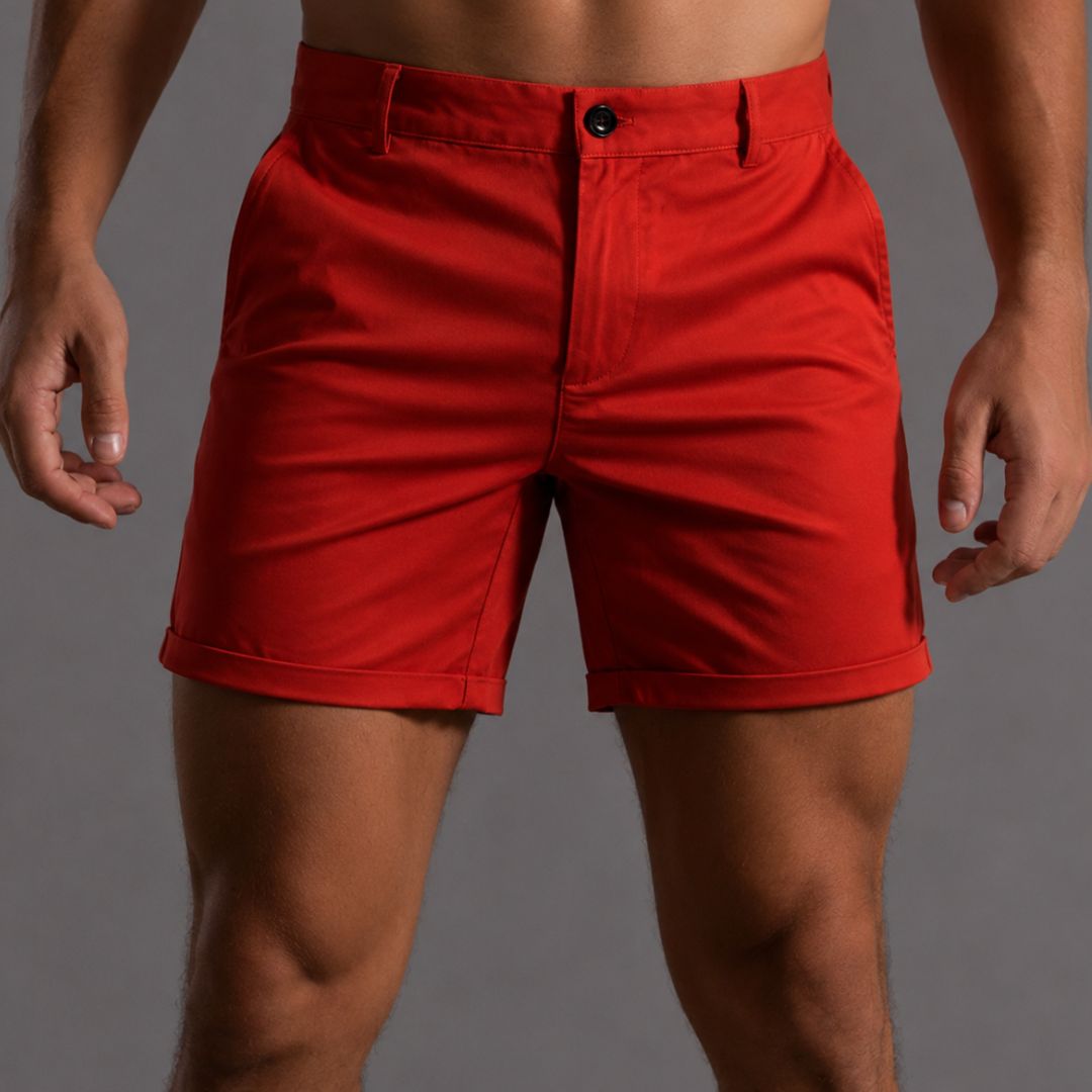 Men's Slim Fit Shorts with Button Closure