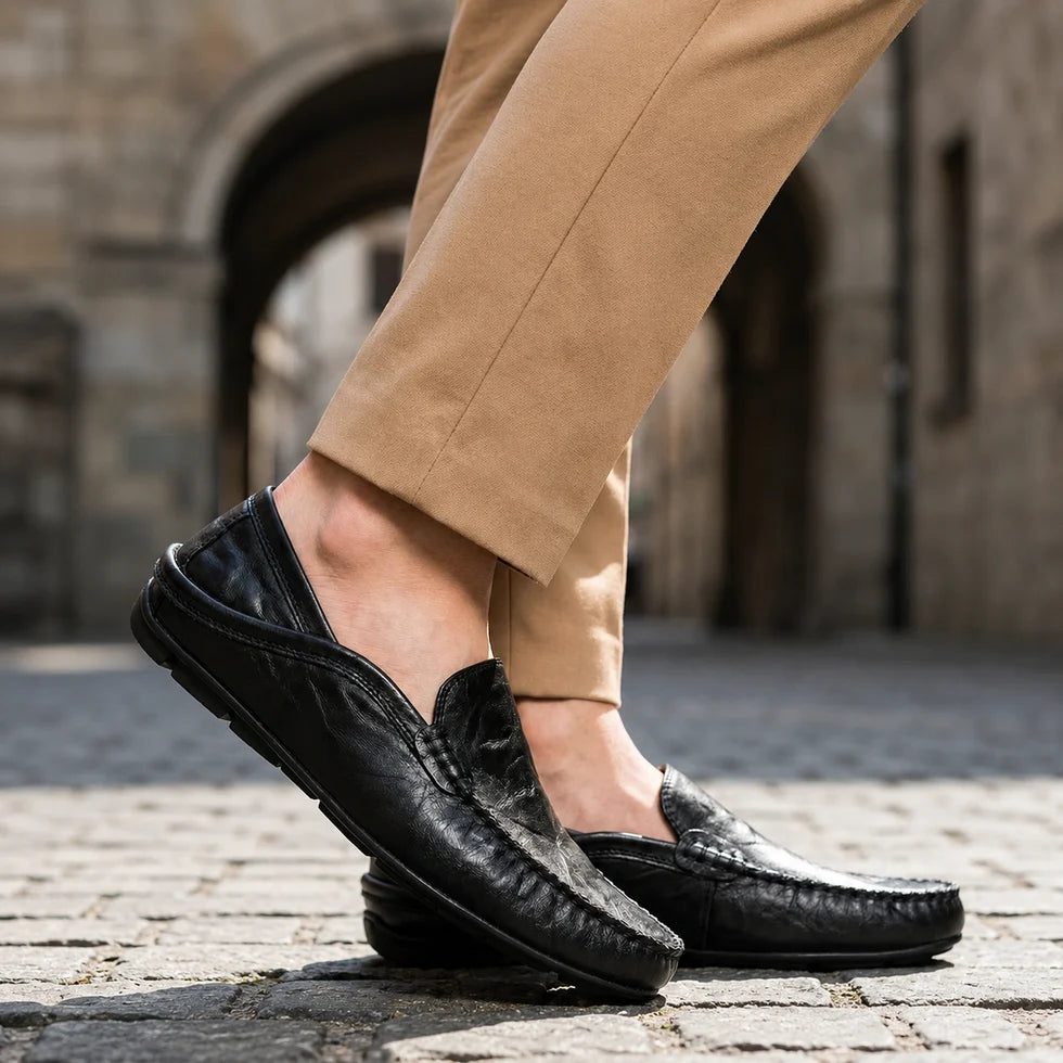 Men's Slip-On Moccasin Loafers with Stitch Detail