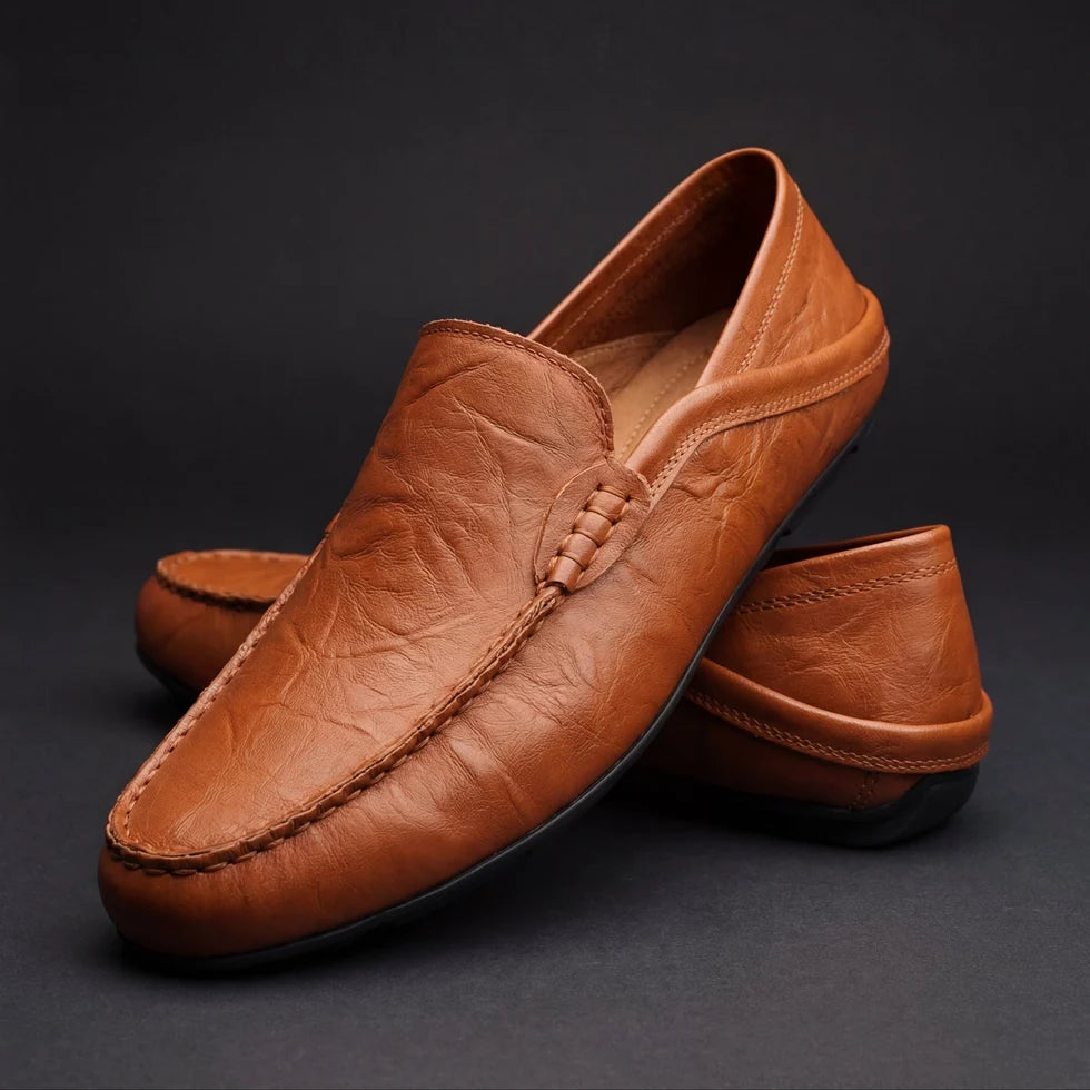 Men's Slip-On Moccasin Loafers with Stitch Detail