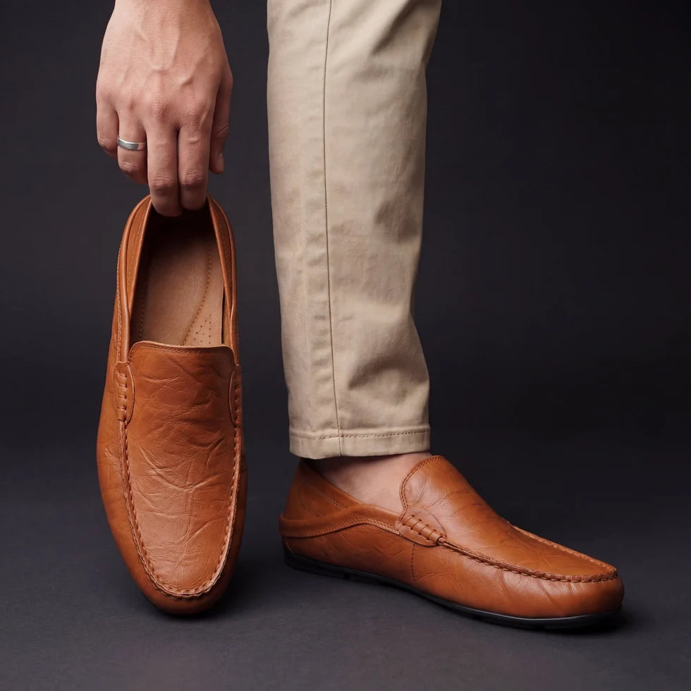 Men's Slip-On Moccasin Loafers with Stitch Detail
