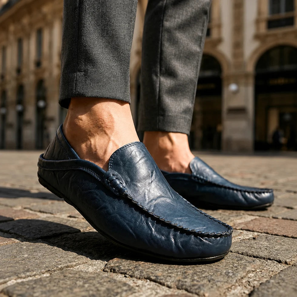 Men's Slip-On Moccasin Loafers with Stitch Detail