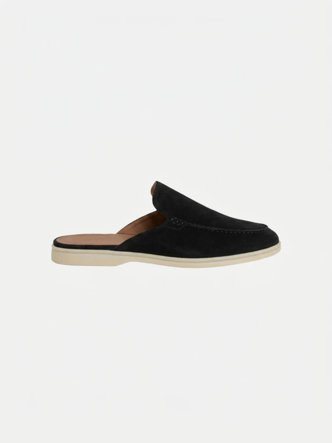 Men's Slip-On Mules with Open Heel and Stitched Detail