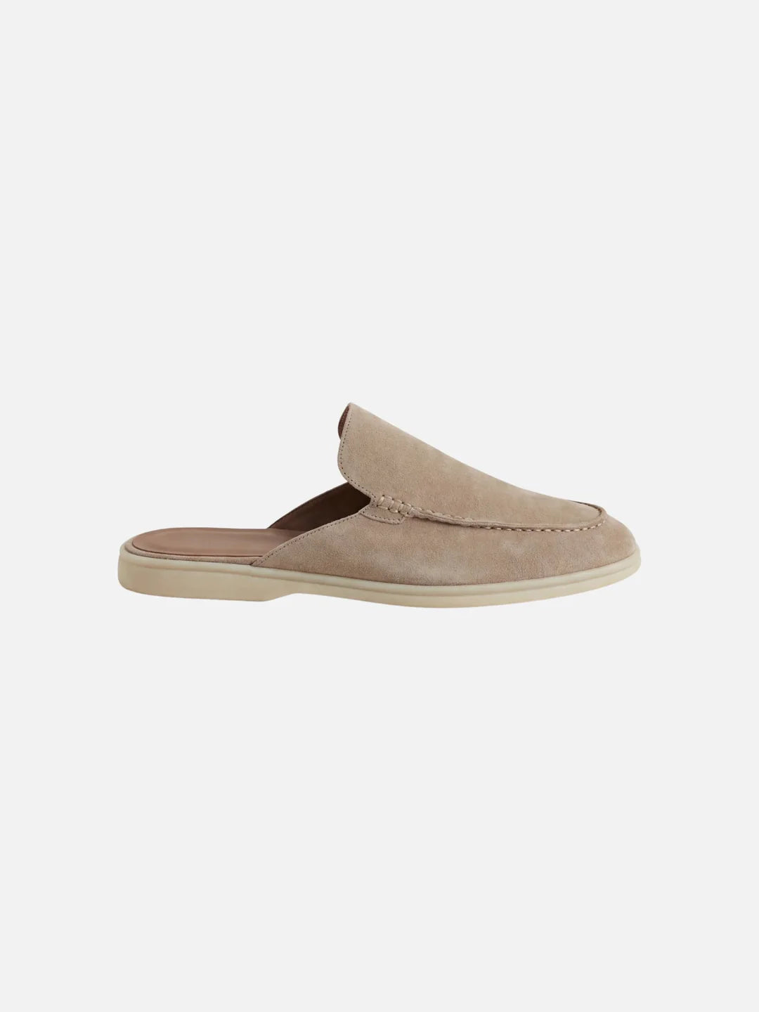 Men's Slip-On Mules with Open Heel and Stitched Detail