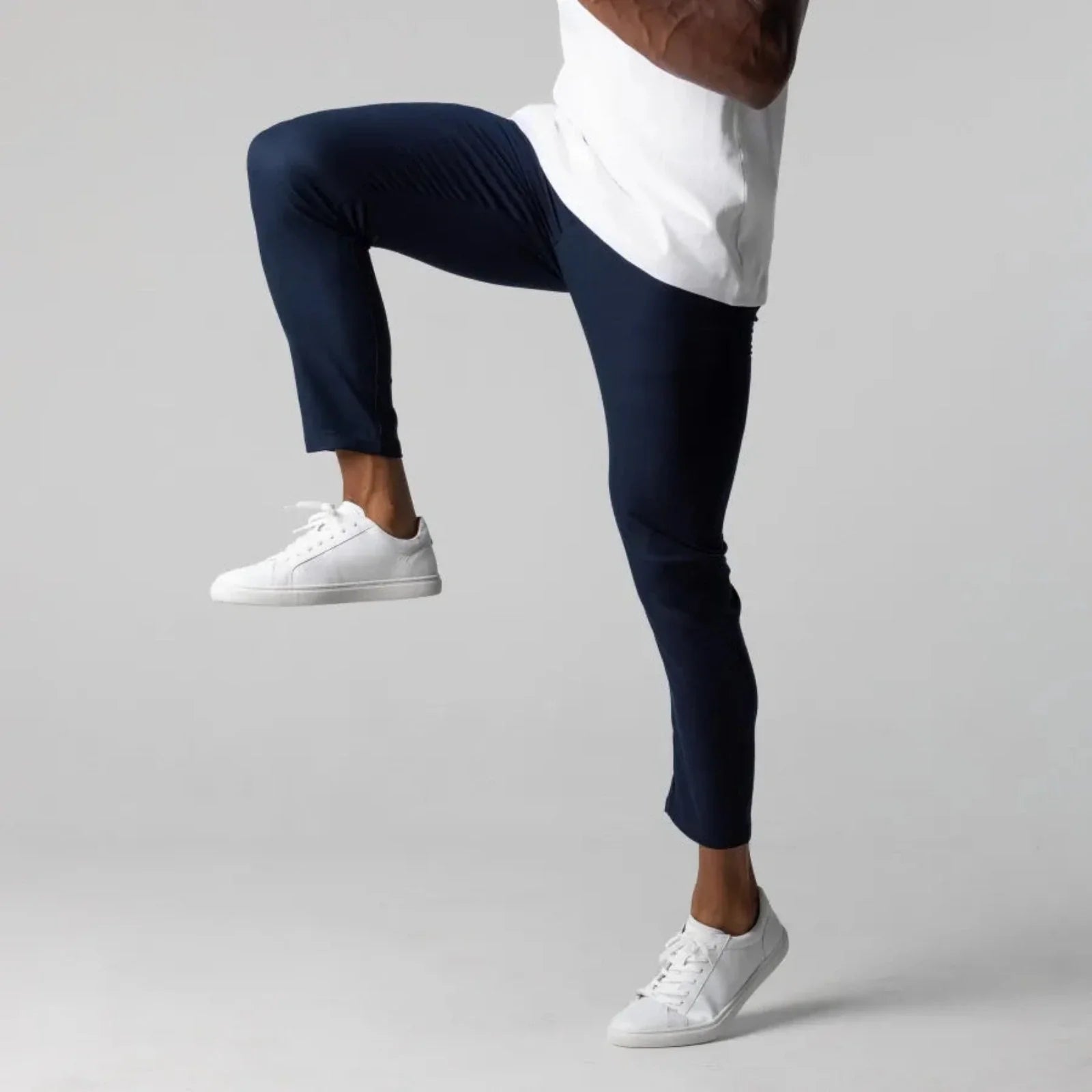 Men's Stretch Trousers with Elasticated Waist and Slim Fit