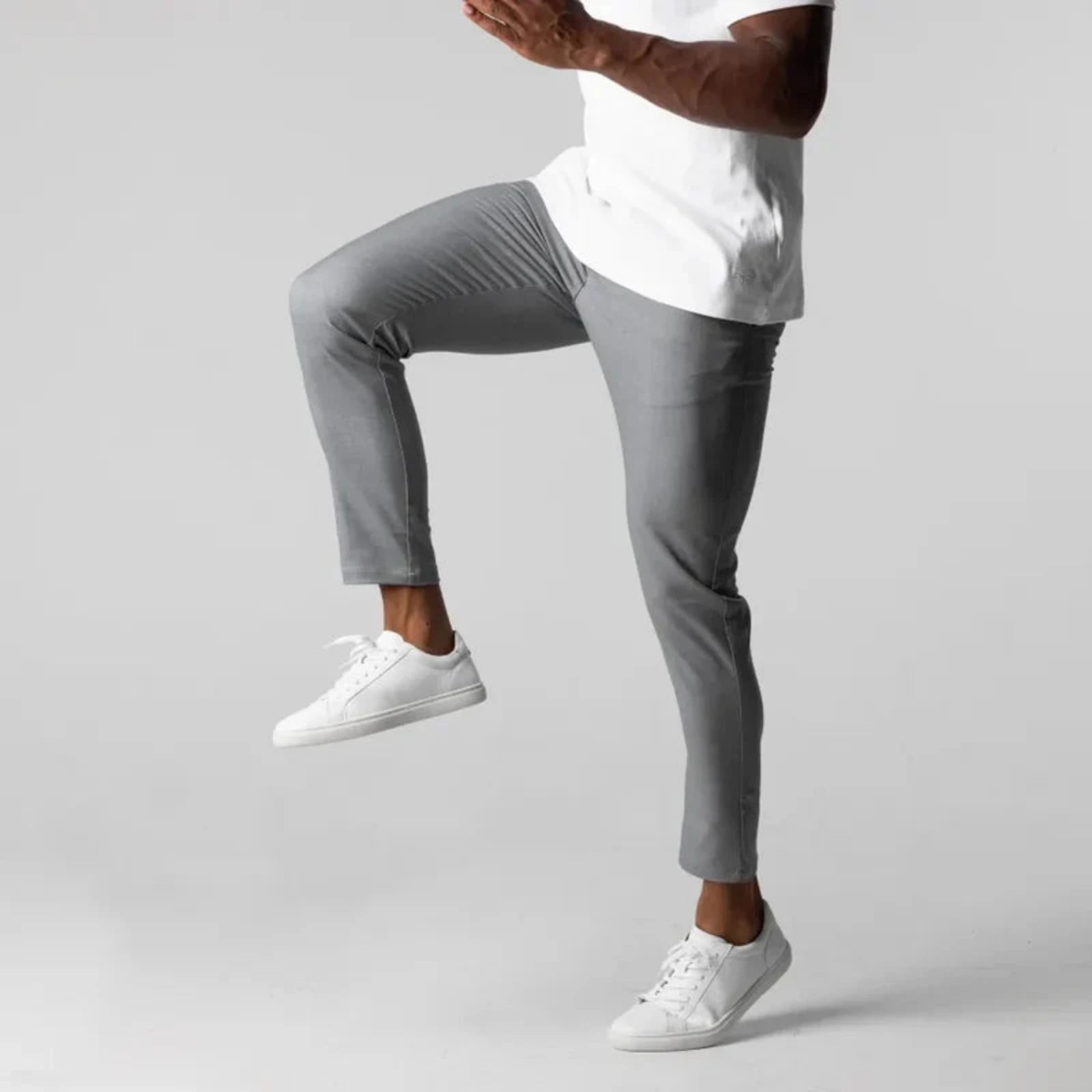 Men's Stretch Trousers with Elasticated Waist and Slim Fit