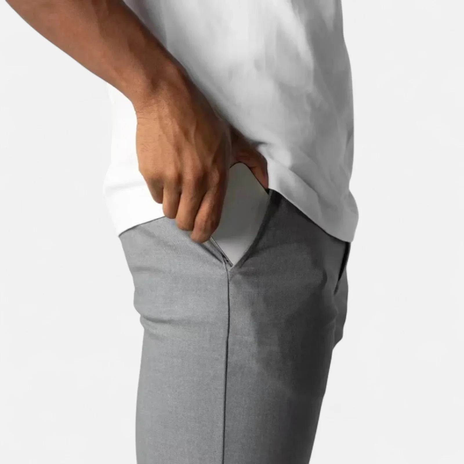 Men's Stretch Trousers with Elasticated Waist and Slim Fit