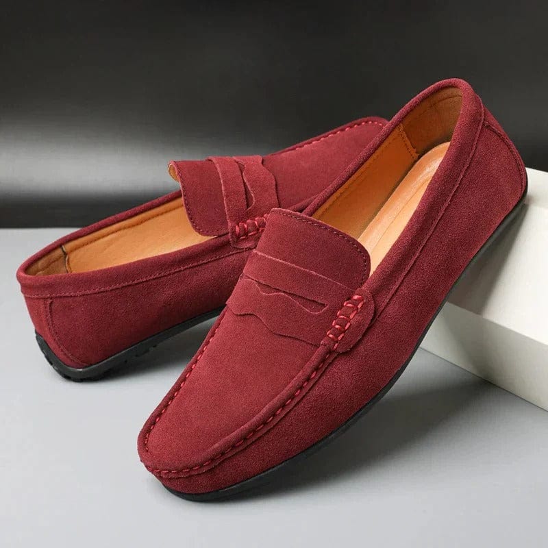 Men's Suede Penny Slip-On Loafers with Moccasin Toe