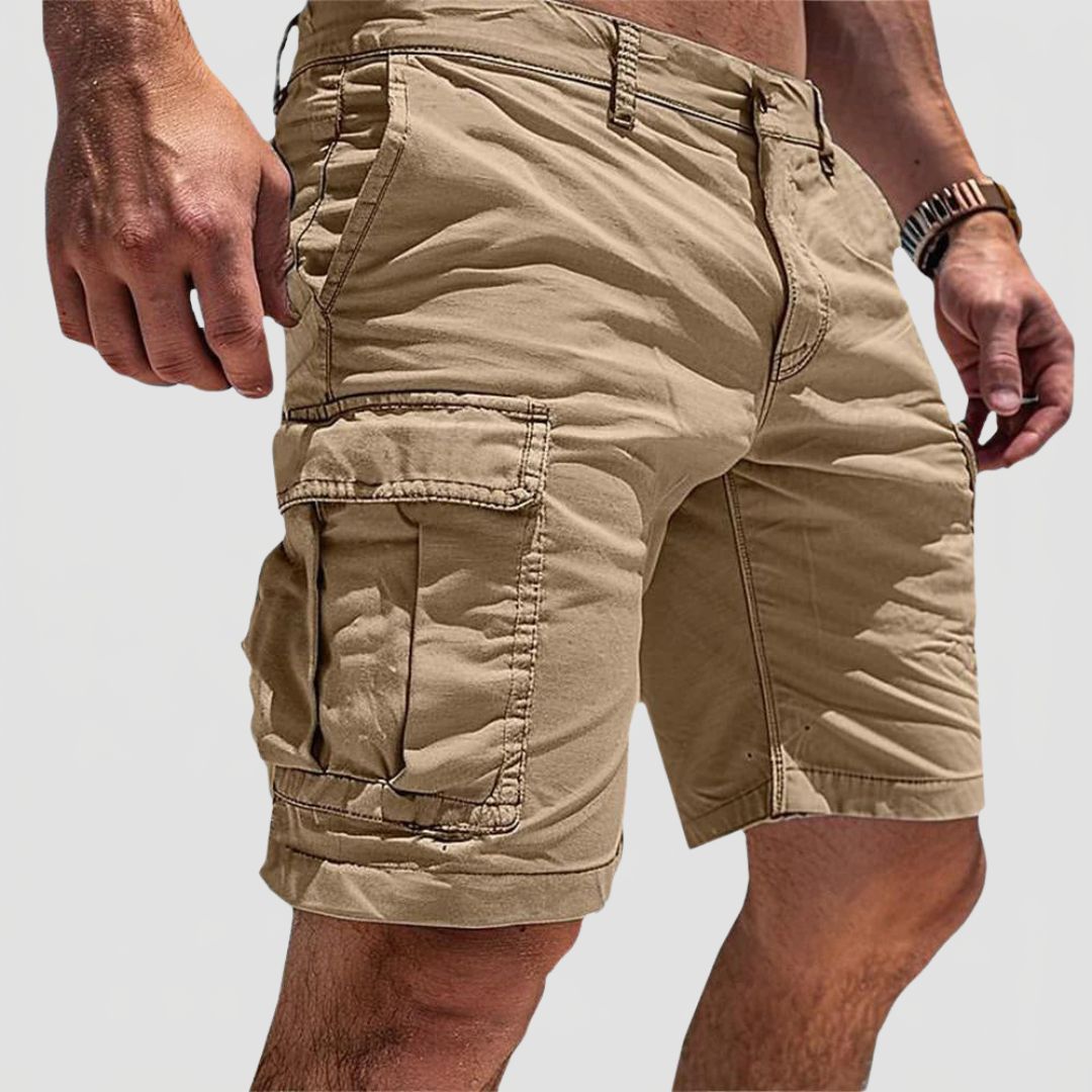 Men's Summer Cargo Shorts with Flap Side Pockets and Knee Length