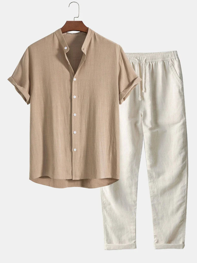 Men's Summer Set with Short Sleeve Shirt and Trousers