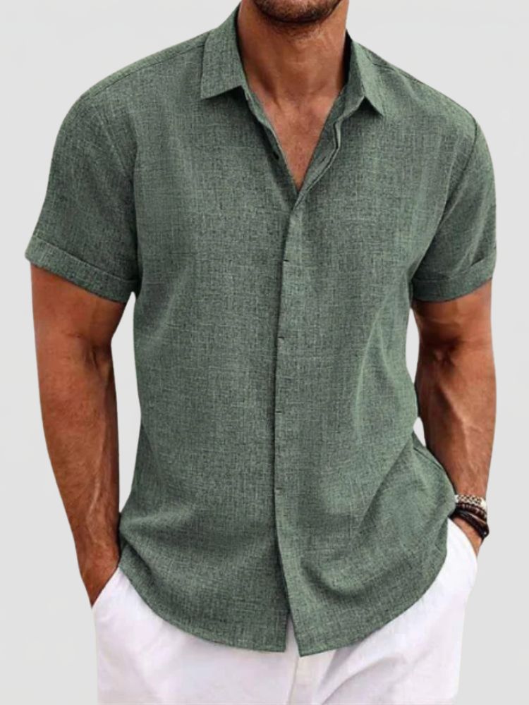 Men's Summer Short Sleeve Shirt with Button Closure