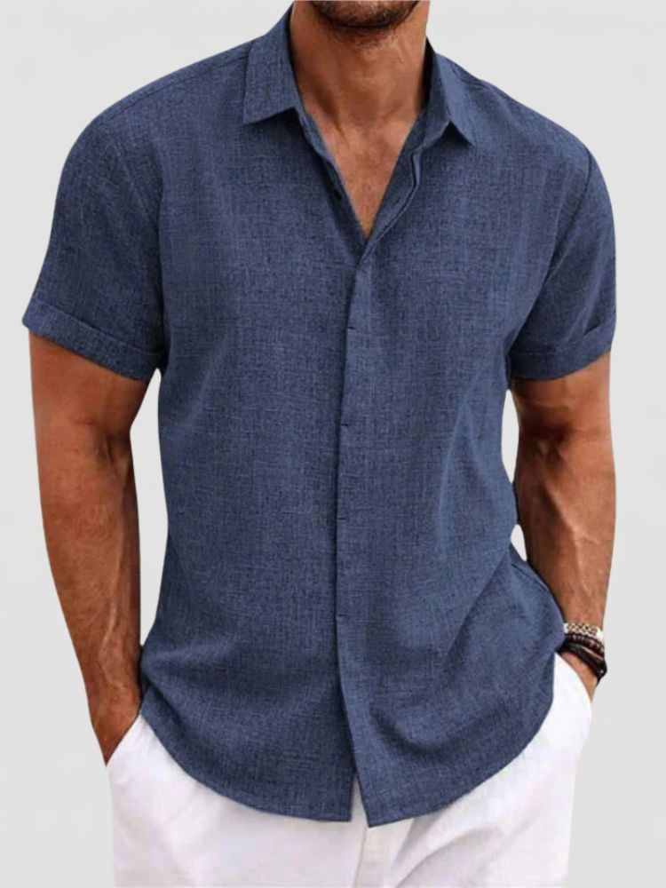 Men's Summer Short Sleeve Shirt with Button Closure