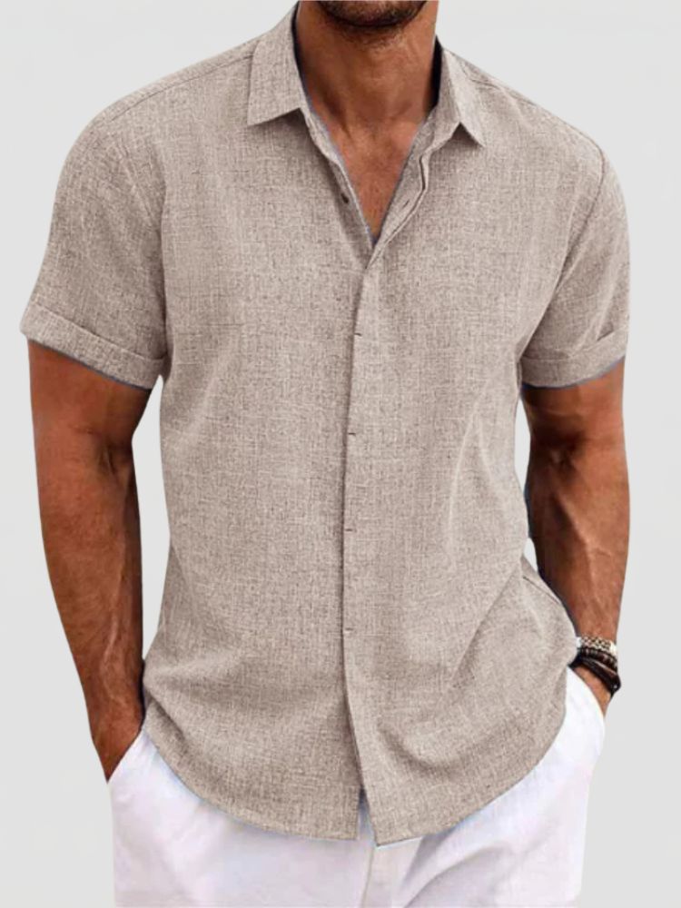 Men's Summer Short Sleeve Shirt with Button Closure