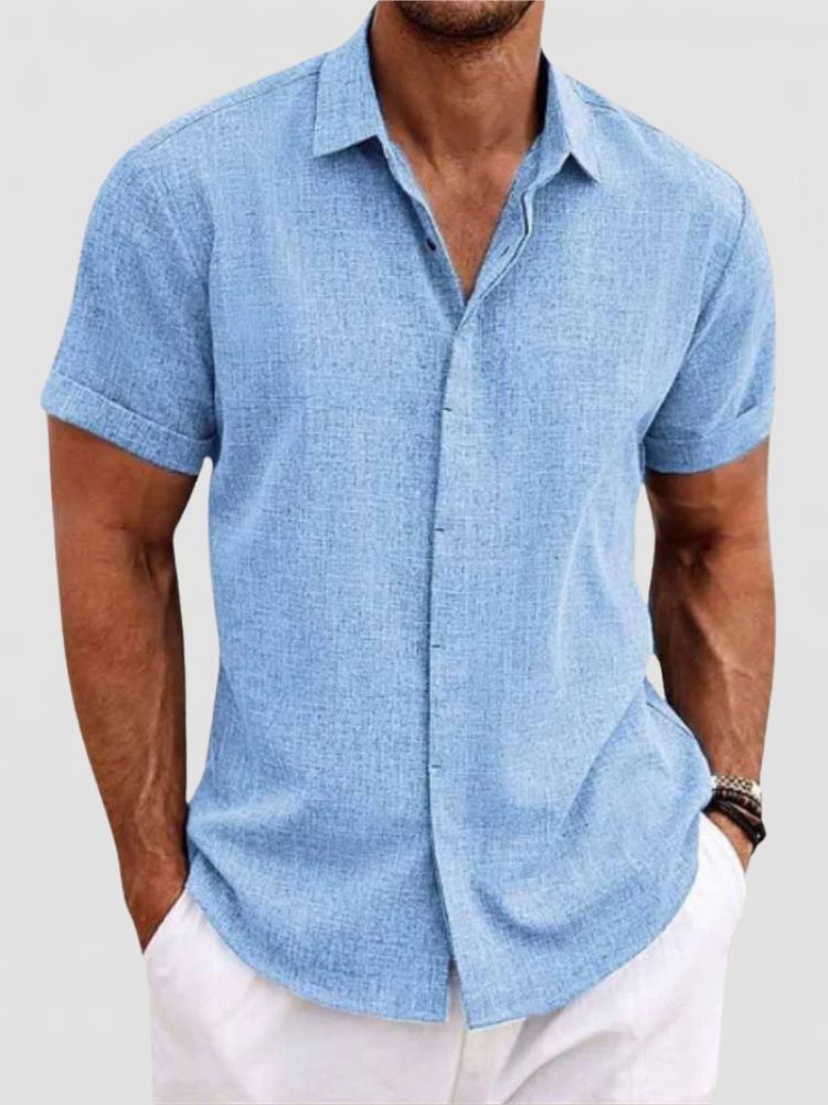 Men's Summer Short Sleeve Shirt with Button Closure