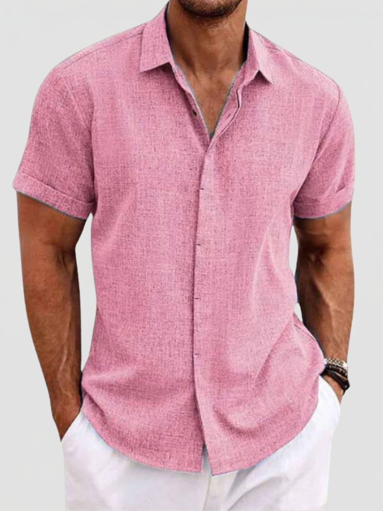 Men's Summer Short Sleeve Shirt with Button Closure