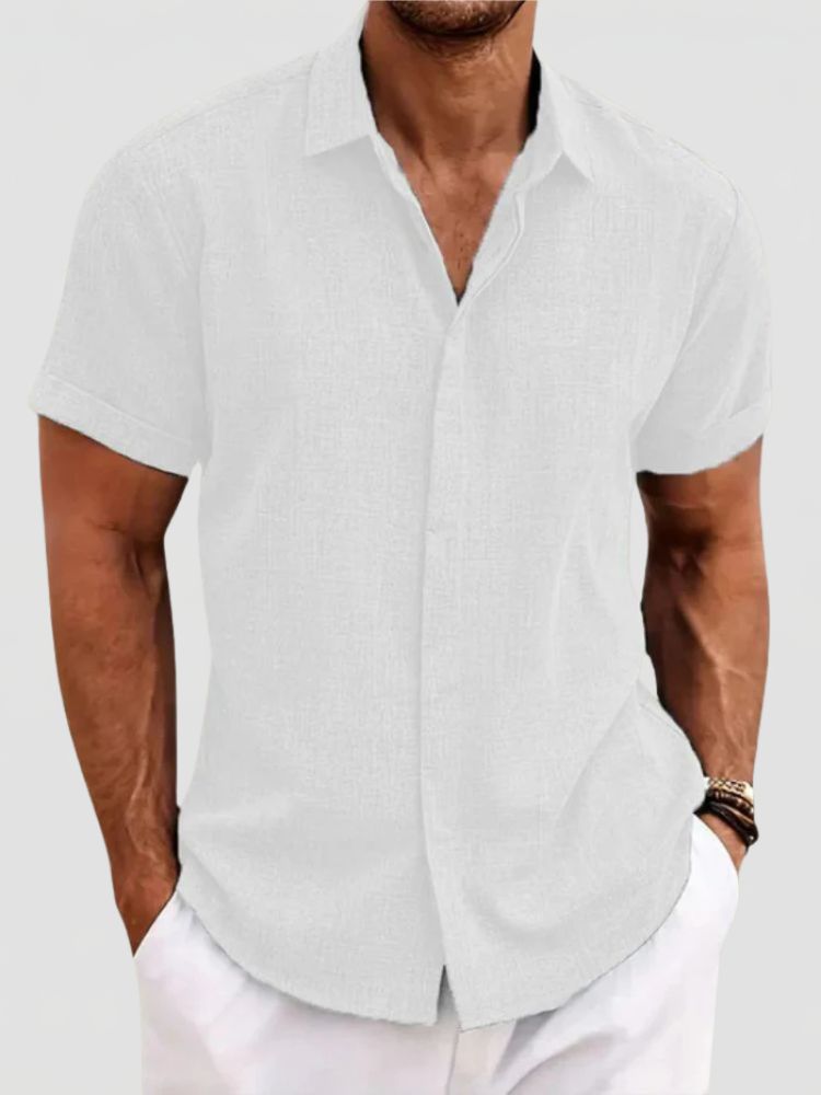 Men's Summer Short Sleeve Shirt with Button Closure