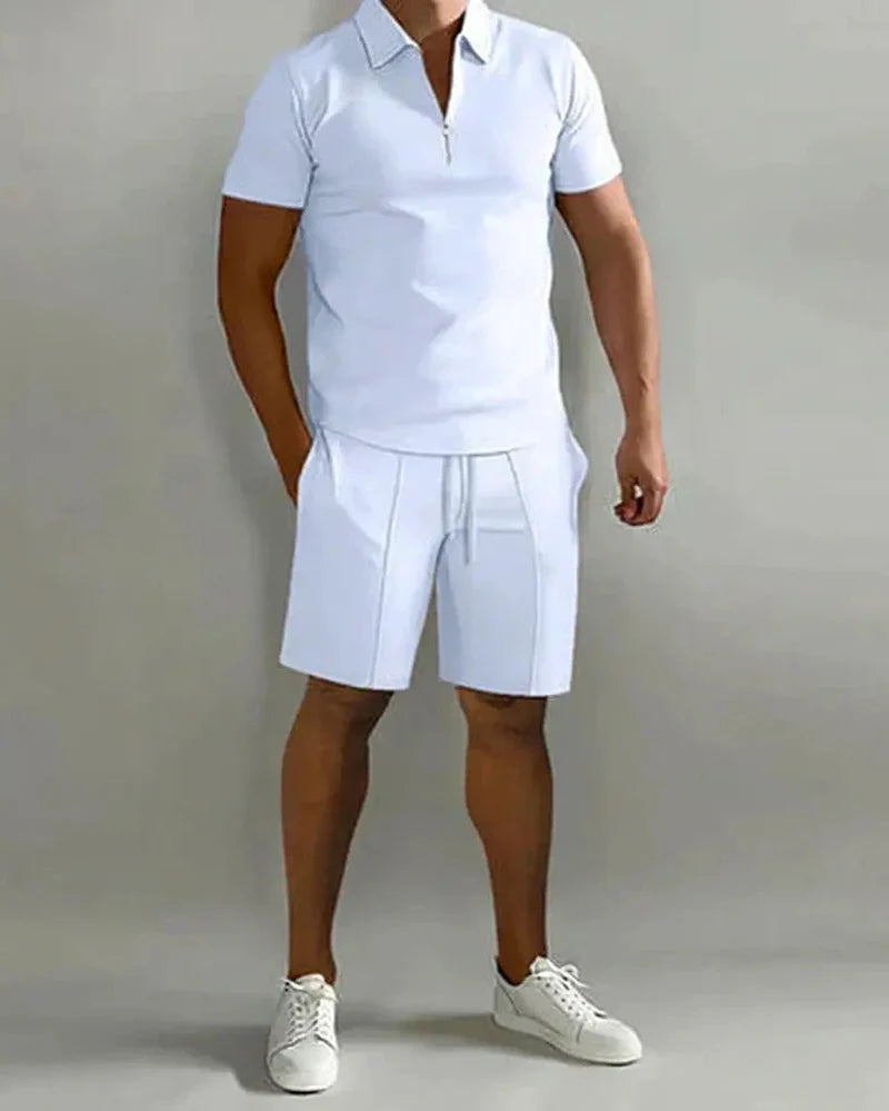 Men's Two Piece Summer Set with Polo Shirt and Shorts