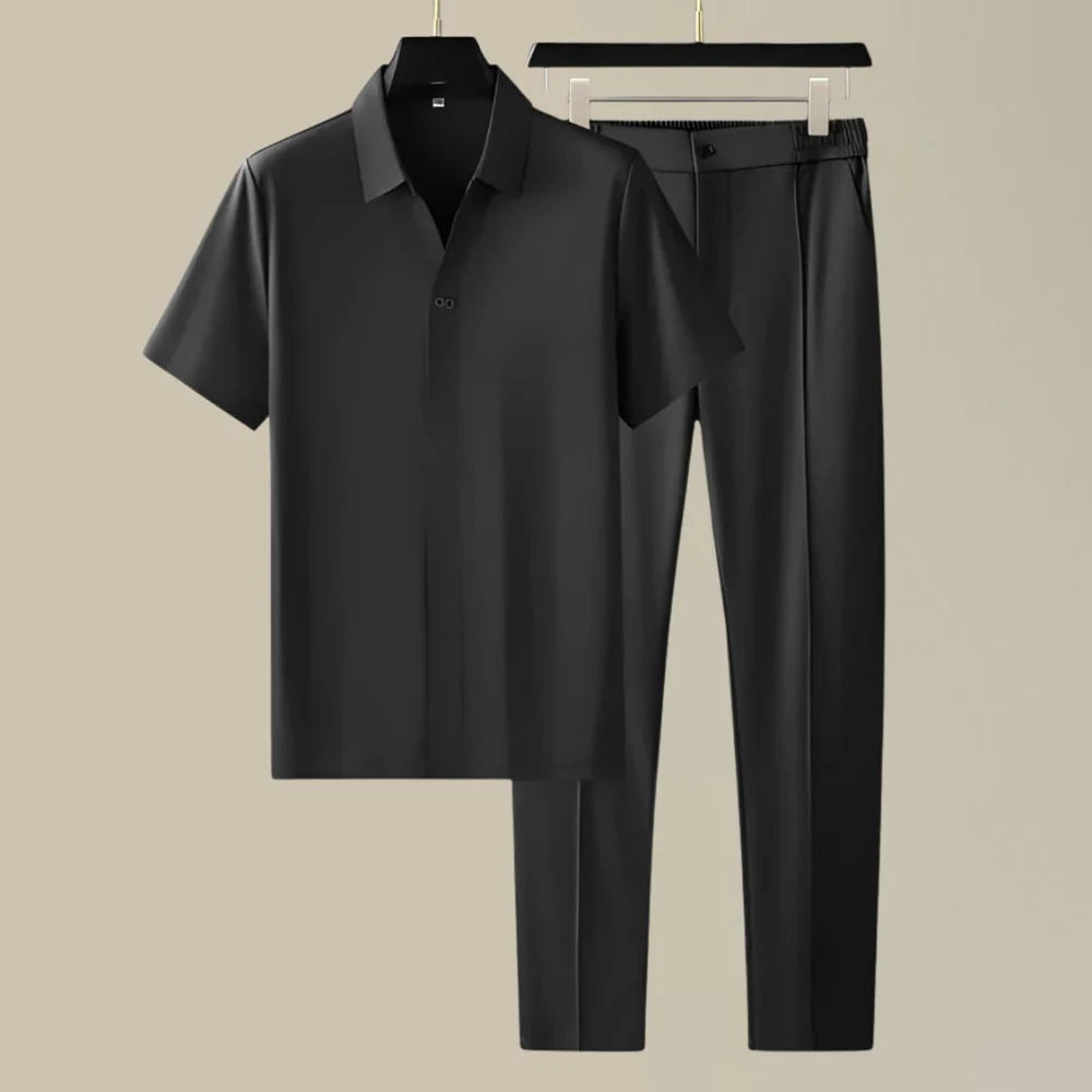 Men's Two Piece Summer Set with Polo Shirt and Trousers