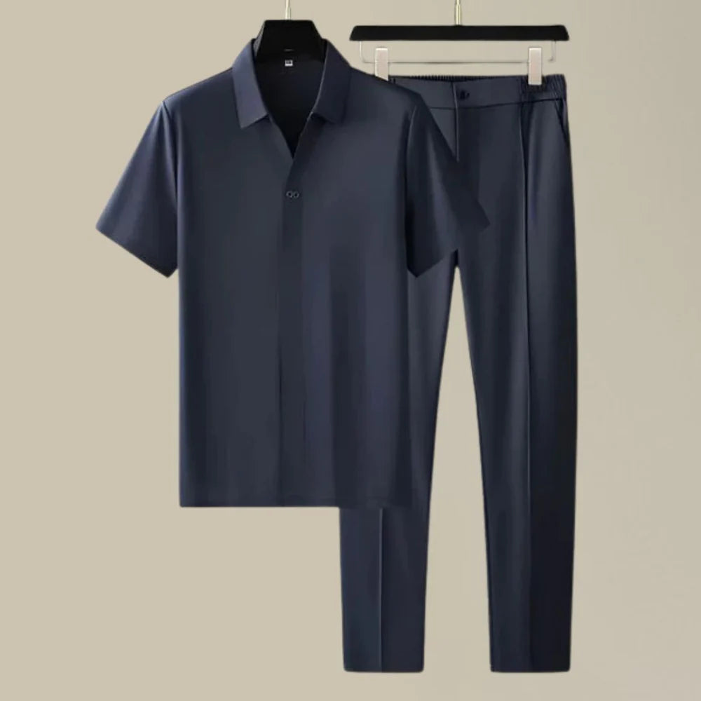 Men's Two Piece Summer Set with Polo Shirt and Trousers