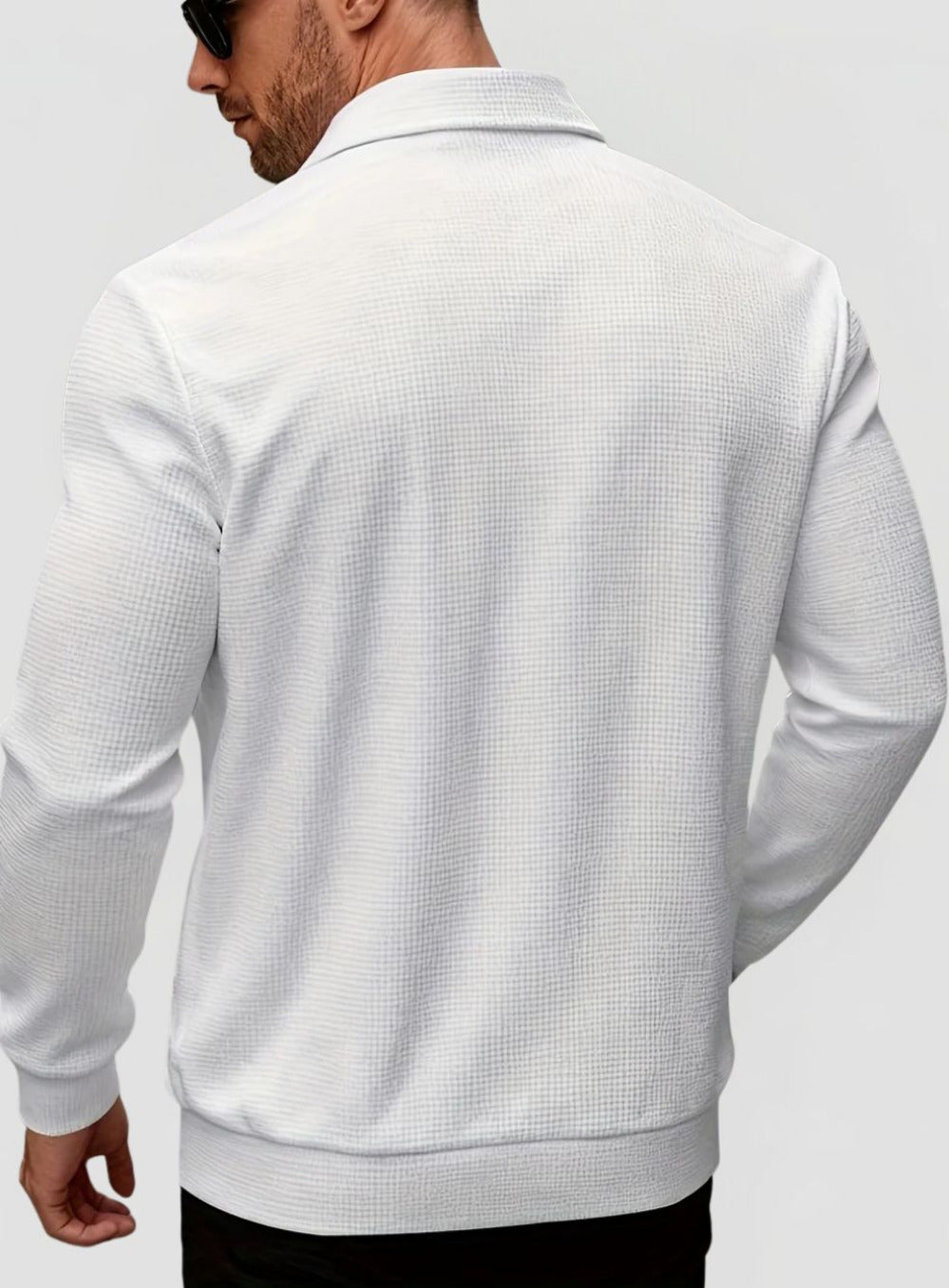 Men's Waffle Texture Jacket with Collar and Zip Closure