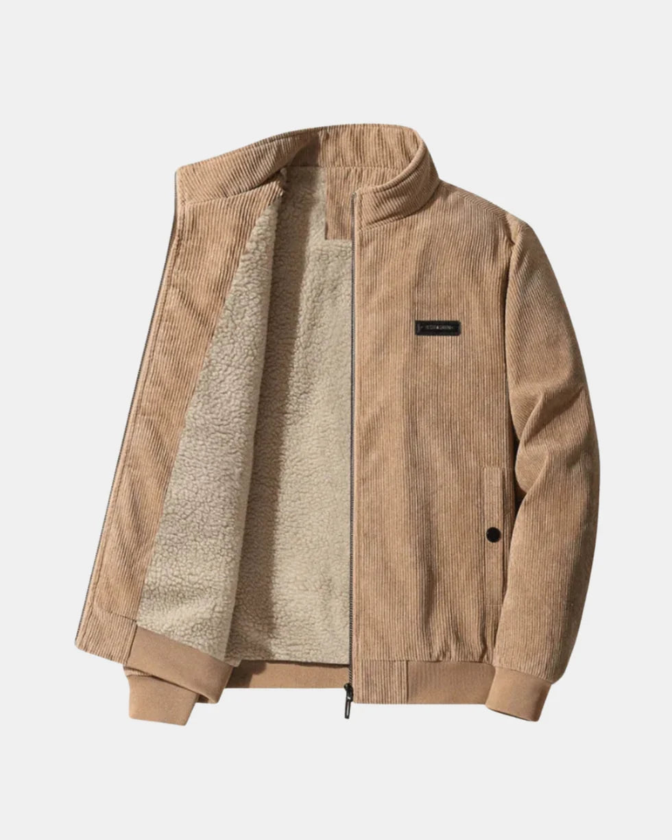Men's Winter Jacket with Zip Closure and Stand Collar