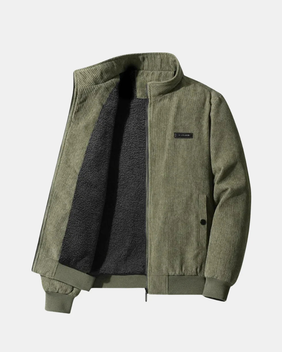 Men's Winter Jacket with Zip Closure and Stand Collar
