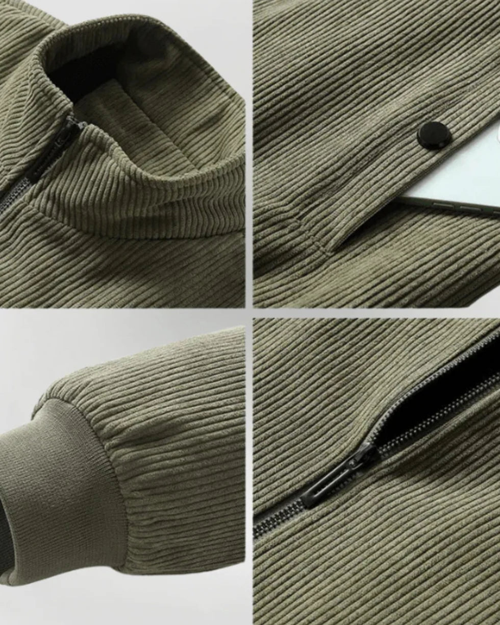 Men's Winter Jacket with Zip Closure and Stand Collar