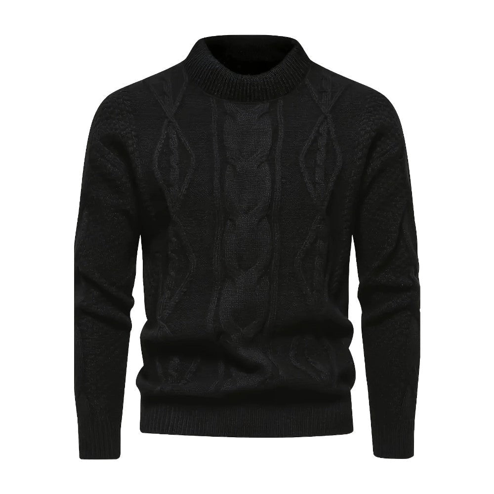 Men's Cable Knit Crew Neck Jumper with Ribbed Cuffs
