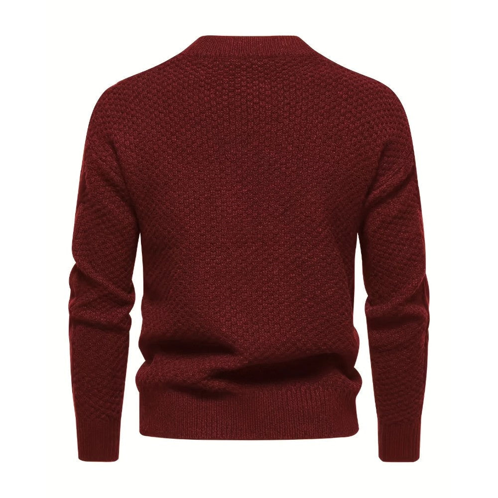 Men's Cable Knit Crew Neck Jumper with Ribbed Cuffs