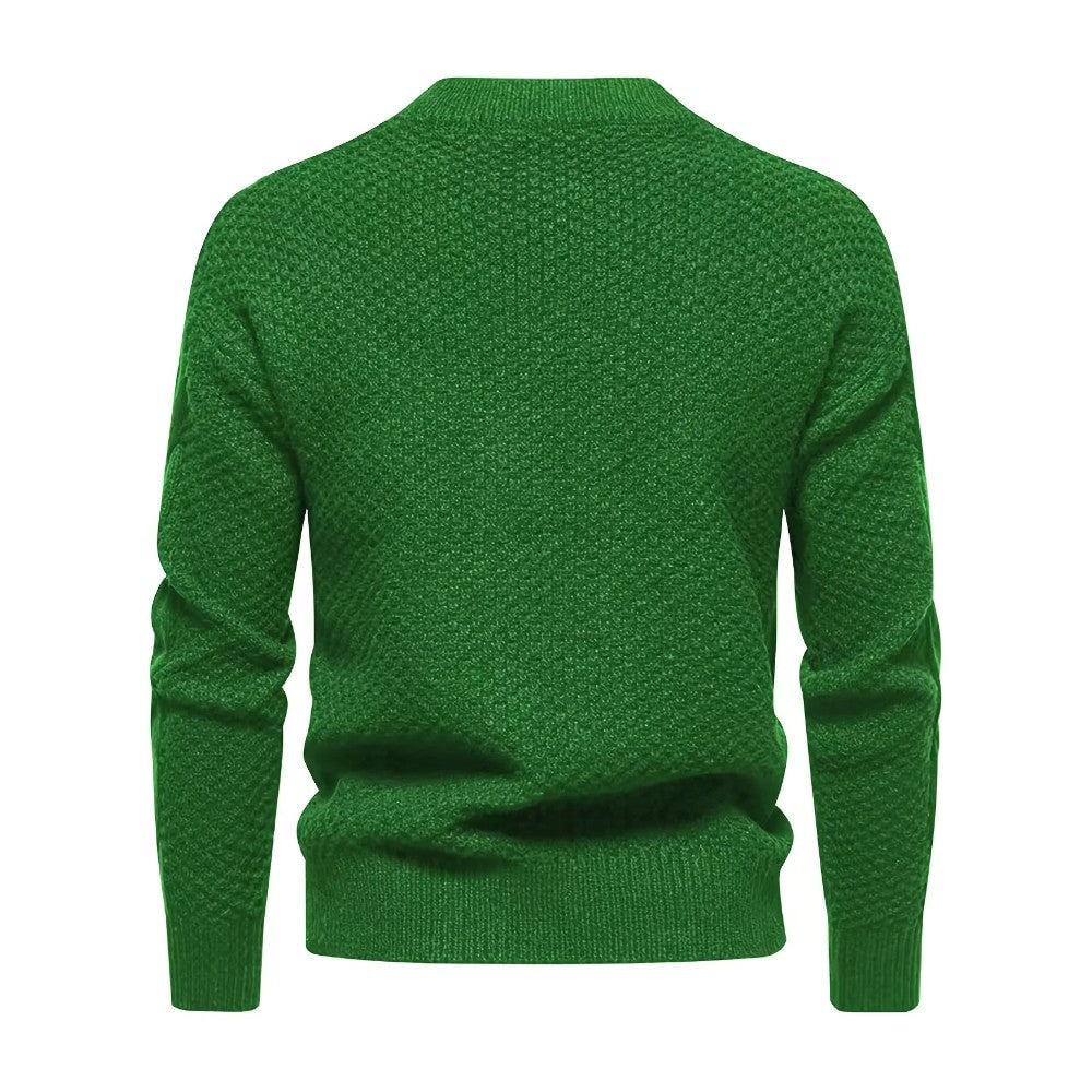 Men's Cable Knit Crew Neck Jumper with Ribbed Cuffs