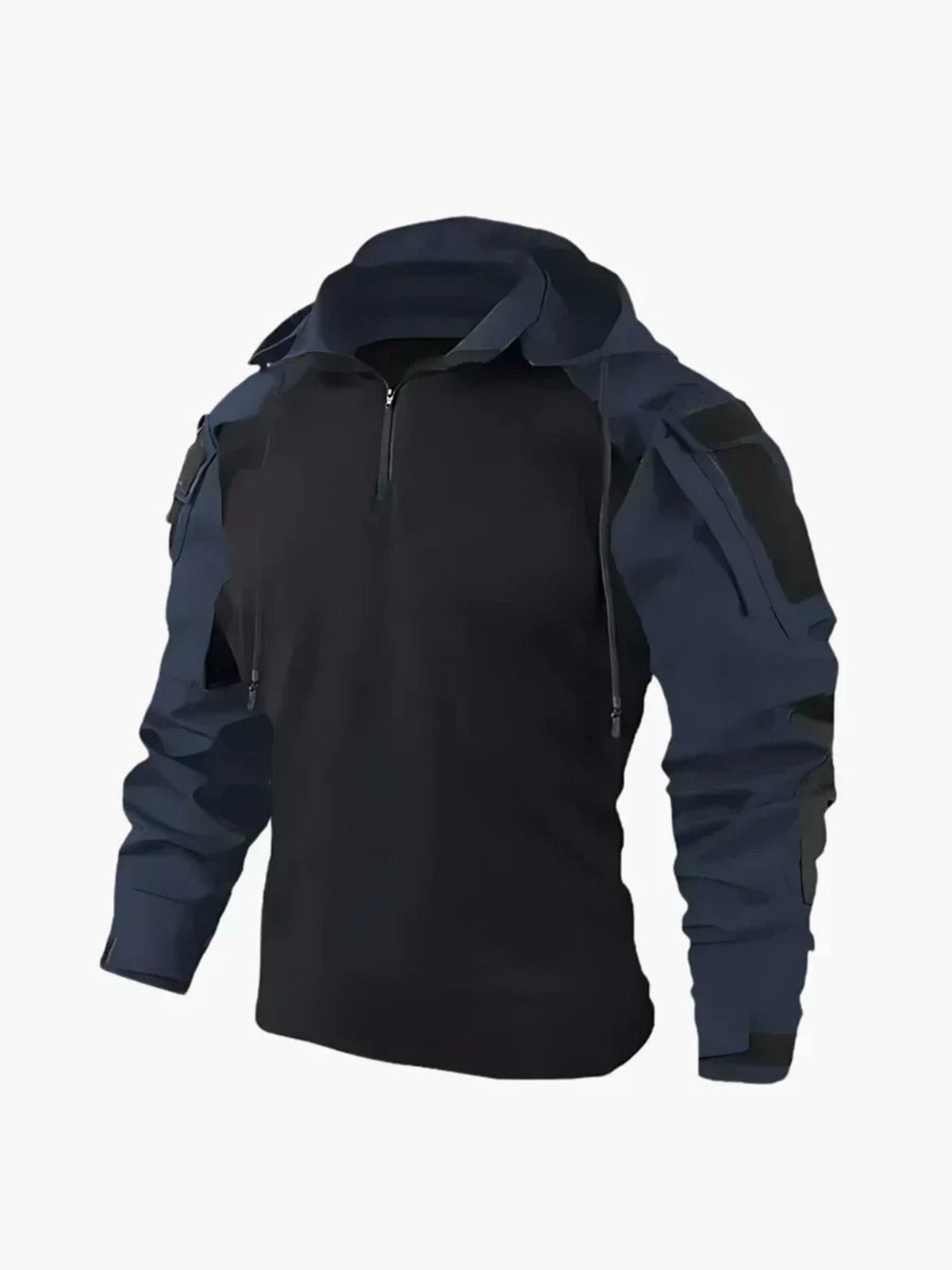 Men's Hooded Outdoor Jacket with Half-Zip and Sleeve Pockets