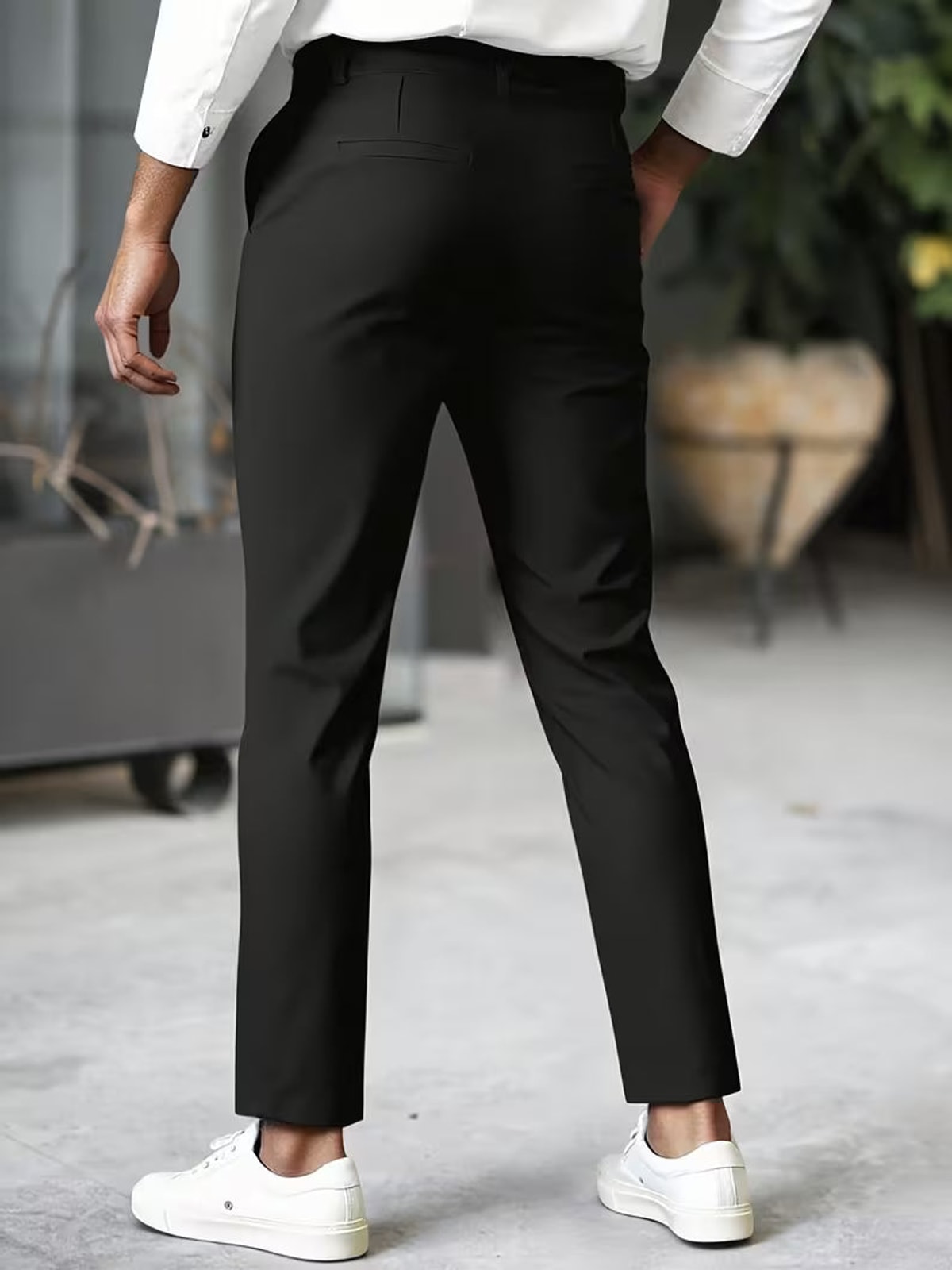Men's Tapered Ankle Trousers with Front Pleats and Drawstring Waist